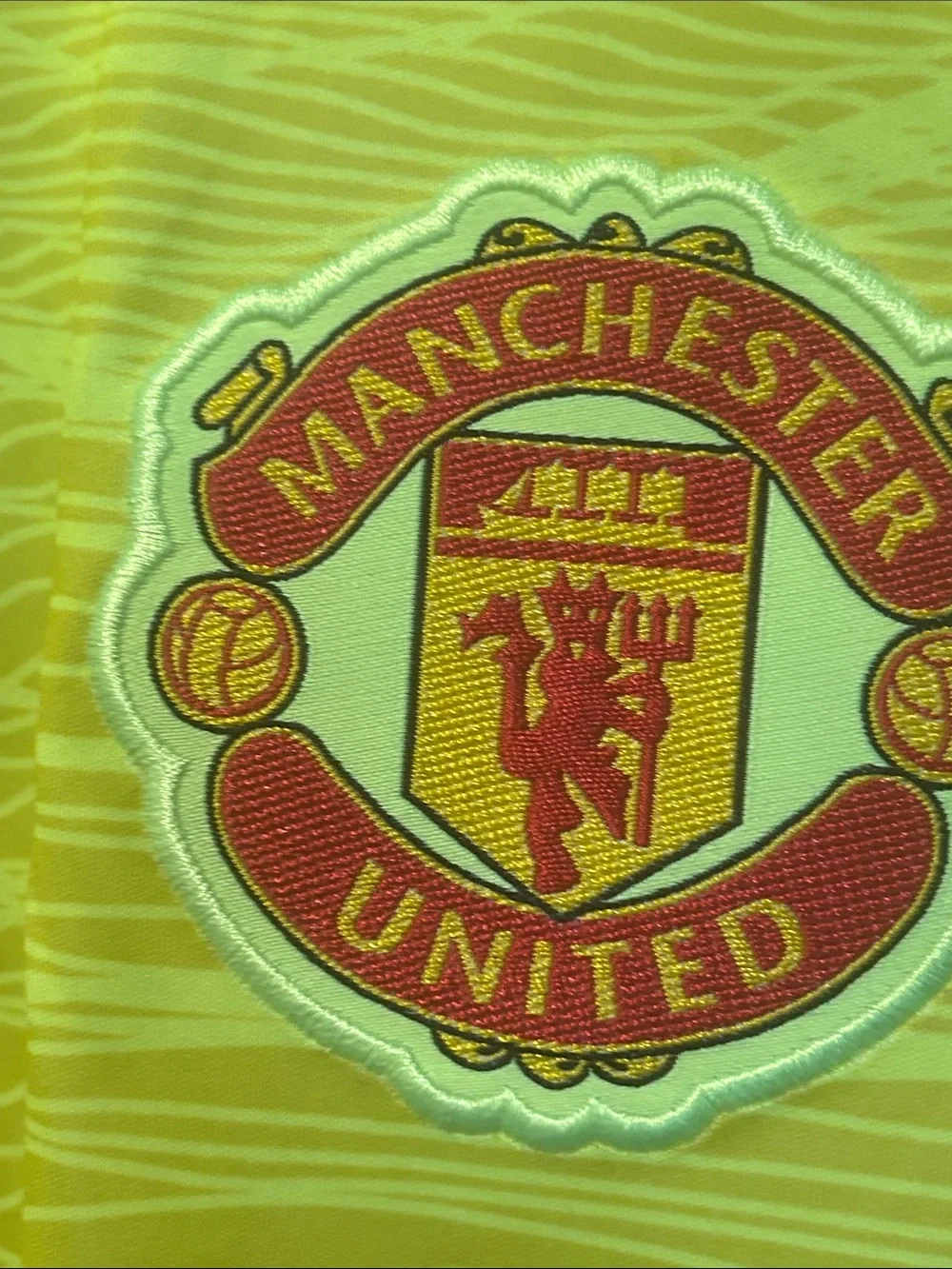 adidas Neon Yellow and Black Manchester United Goalkeeper Jersey; Goalie shirt